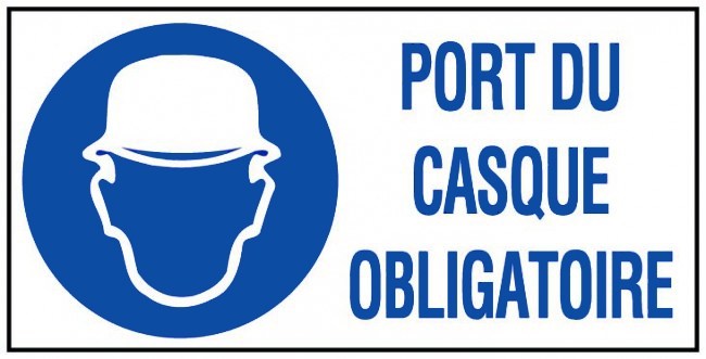 Affiche de sécurité: DANGER Port du casque de sécurité obligatoire